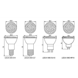 LED24SMD GU10-WW 120° 270lm meleg fehér
