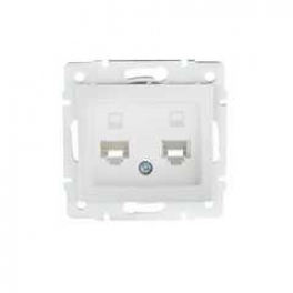 DOMO 01-1410-002 fehér dupla adatcsatlakozó aljzat független (2xRJ45 Cat 5e Jack)