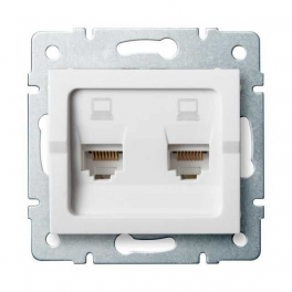 LOGI 02-1420-002 fehér dupla adatcsatlakozó aljzat, független (2xRJ45 Cat 6 Jack)