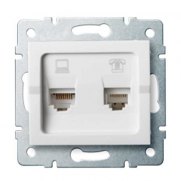 LOGI 02-1440-002 fehér adat-telefoncsatlakozó aljzat (RJ45 Cat 6+RJ11)