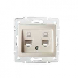 DOMO 01-1410-003 krém dupla adatcsatlakozó aljzat független (2xRJ45 Cat 5e Jack)