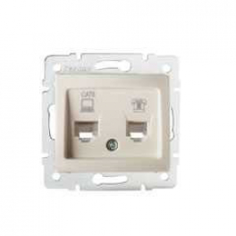 DOMO 01-1440-003 krém adat-telefoncsatlakozó aljzat (RJ45 Cat 6+RJ11)