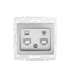 DOMO 01-1430-043 ezüst adatcsatlakozó aljzat (RJ45 Cat 5e+RJ11)
