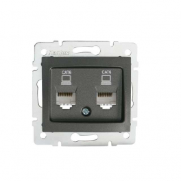 DOMO 01-1420-041 grafit dupla adatcsatlakozó aljzat független (2xRJ45 Cat 6 Jack)