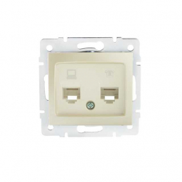 DOMO 01-1430-030 gyöngyház adatcsatlakozó aljzat (RJ45 Cat 5e+RJ11)