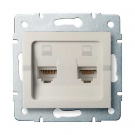 LOGI 02-1410-003 krém dupla adatcsatlakozó aljzat, független (2xRJ45 Cat 5e Jack)