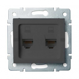 LOGI 02-1420-041 grafit dupla adatcsatlakozó aljzat, független (2xRJ45 Cat 6 Jack)