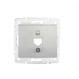 DOMO 01-1399-043 ezüst csatlakozó aljzat burkolat (RJ45 Jack), aljzat nélkül