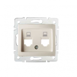 DOMO 01-1419-003 krém dupla csatlakozó aljzat burkolat, független, aljzat nélkül (2xRJ45 Jack)