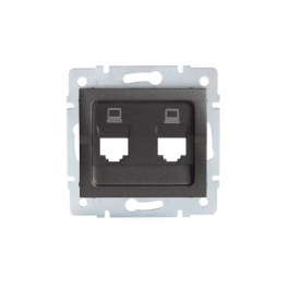 LOGI 02-1419-041 grafit dupla csatlakozó aljzat burkolat, független, aljzat nélkül (2xRJ45 Jack)