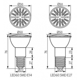 LED60 SMD E14-CW 120°hideg fehér
